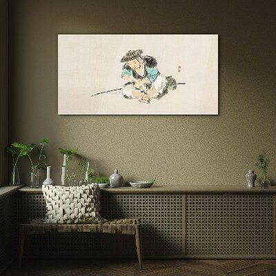 Childhood with a cat Wall art on glass