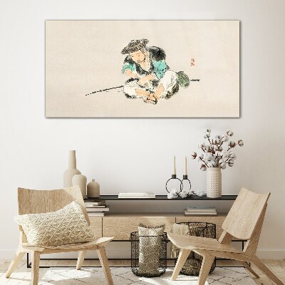 Childhood with a cat Wall art on glass