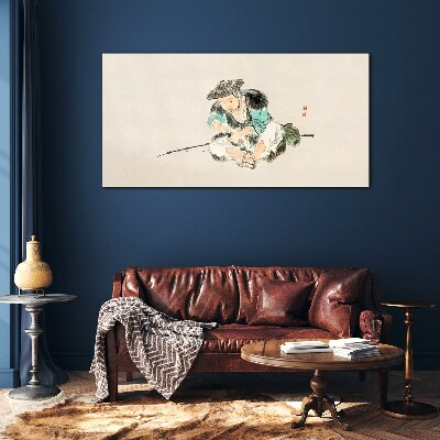 Childhood with a cat Wall art on glass