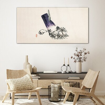 A hand with a brush and a shell Wall art on glass