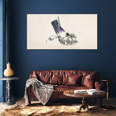 A hand with a brush and a shell Wall art on glass