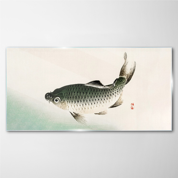 Carp in the water landscape Glass art print