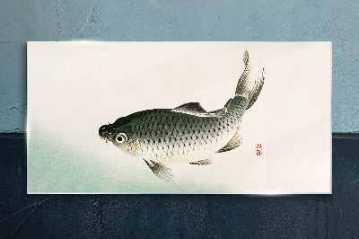 Carp in the water landscape Glass art print