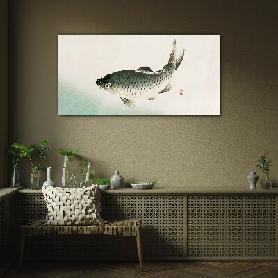 Carp in the water landscape Glass art print