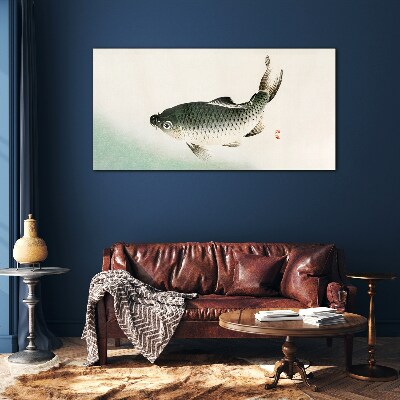 Carp in the water landscape Glass art print