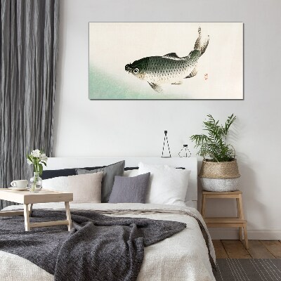 Carp in the water landscape Glass art print