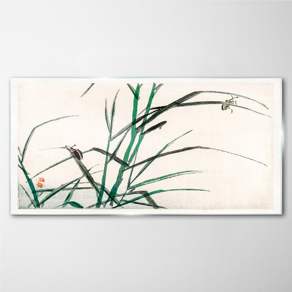Grasses and insects in harmony Wall art on glass