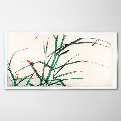 Grasses and insects in harmony Wall art on glass