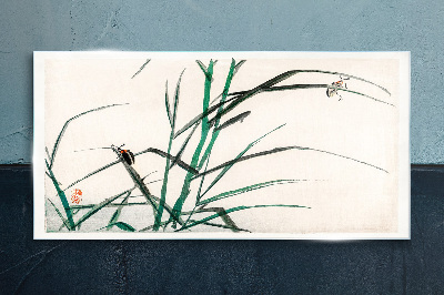 Grasses and insects in harmony Wall art on glass