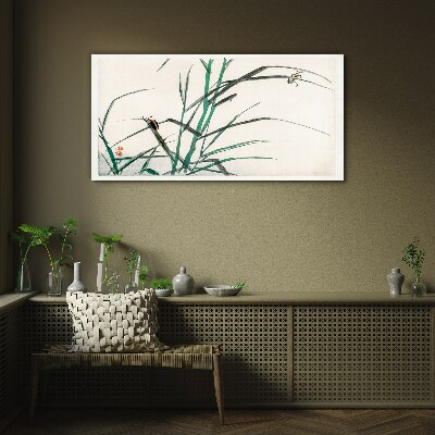 Grasses and insects in harmony Wall art on glass