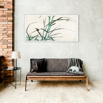 Grasses and insects in harmony Wall art on glass