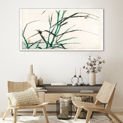 Grasses and insects in harmony Wall art on glass
