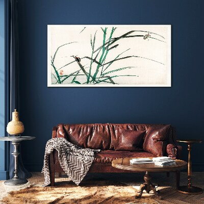 Grasses and insects in harmony Wall art on glass