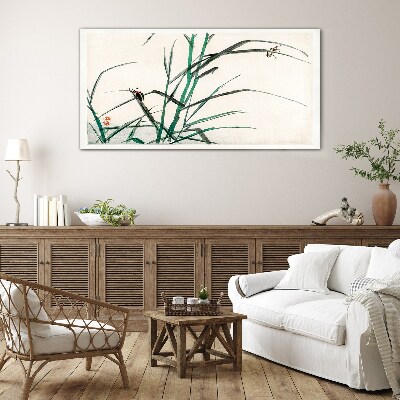 Grasses and insects in harmony Wall art on glass