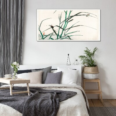 Grasses and insects in harmony Wall art on glass