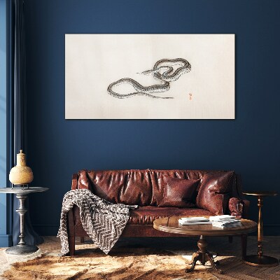Snake against the background of minimalism Glass art print