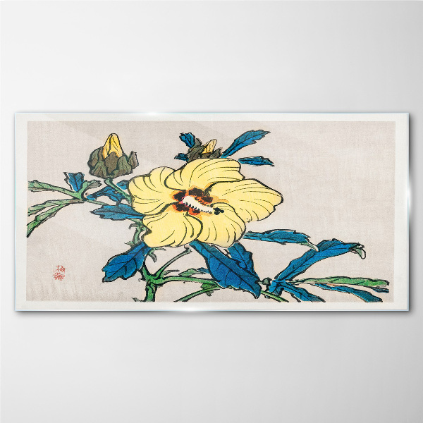 Japanese-style floral arrangement Wall art on glass