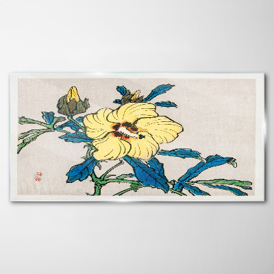 Japanese-style floral arrangement Wall art on glass
