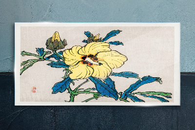 Japanese-style floral arrangement Wall art on glass