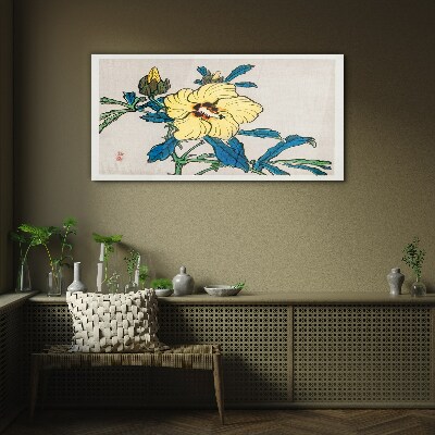 Japanese-style floral arrangement Wall art on glass