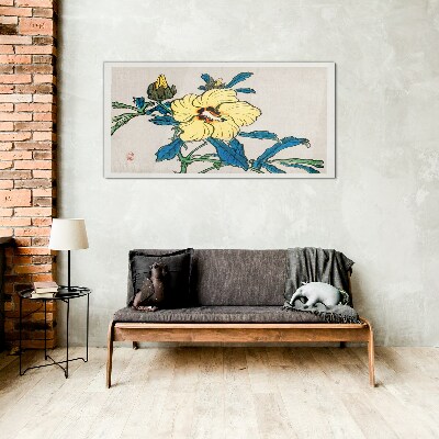 Japanese-style floral arrangement Wall art on glass