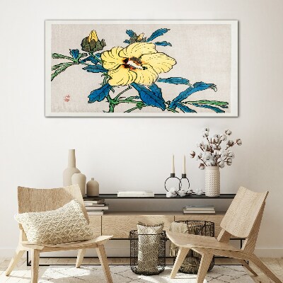 Japanese-style floral arrangement Wall art on glass