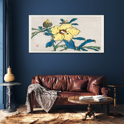 Japanese-style floral arrangement Wall art on glass