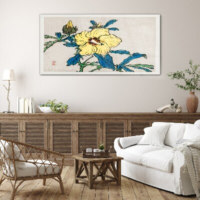 Japanese-style floral arrangement Wall art on glass
