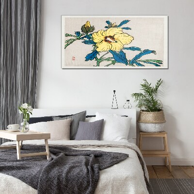 Japanese-style floral arrangement Wall art on glass