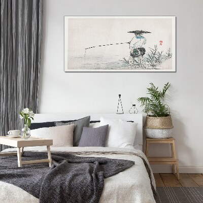 Fisherman in a peaceful setting Glass art print