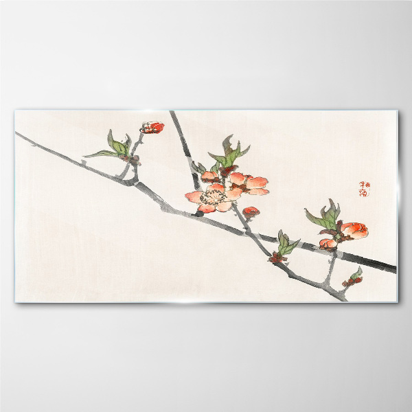 Floral branches in a delicate style Wall art on glass
