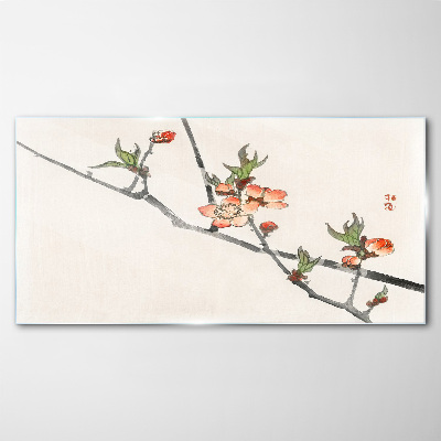 Floral branches in a delicate style Wall art on glass