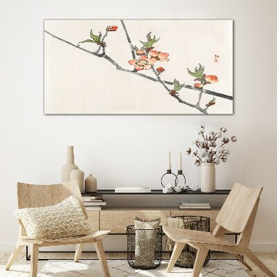 Floral branches in a delicate style Wall art on glass