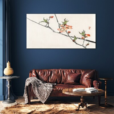 Floral branches in a delicate style Wall art on glass