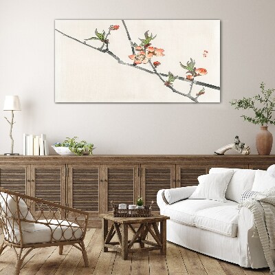 Floral branches in a delicate style Wall art on glass