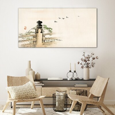 Peace among the birds Glass art print