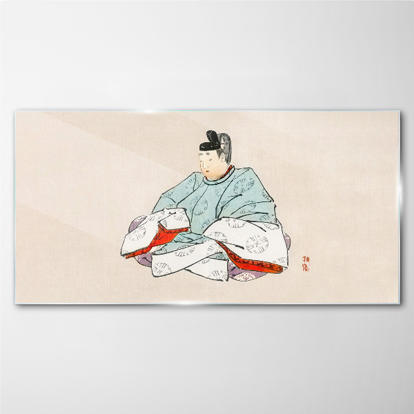 Japanese artist in traditional costume Wall art on glass