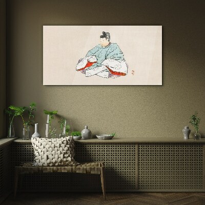 Japanese artist in traditional costume Wall art on glass