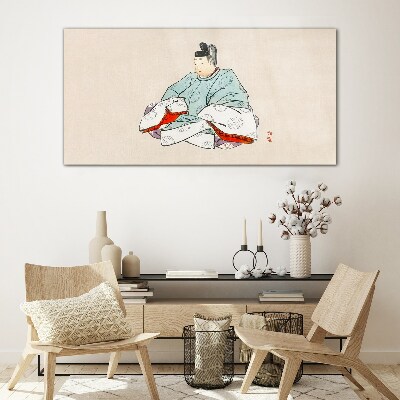 Japanese artist in traditional costume Wall art on glass