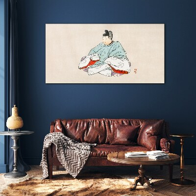Japanese artist in traditional costume Wall art on glass