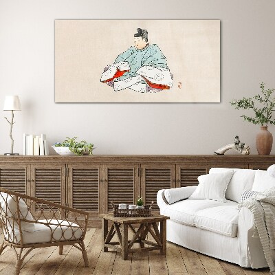 Japanese artist in traditional costume Wall art on glass