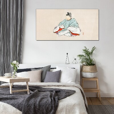 Japanese artist in traditional costume Wall art on glass