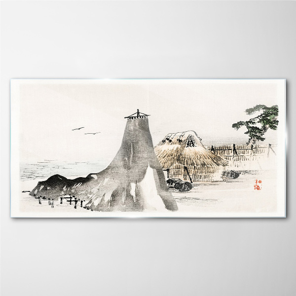 A peaceful seaside landscape Glass art print