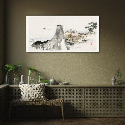 A peaceful seaside landscape Glass art print