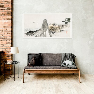 A peaceful seaside landscape Glass art print