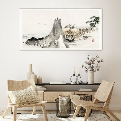 A peaceful seaside landscape Glass art print
