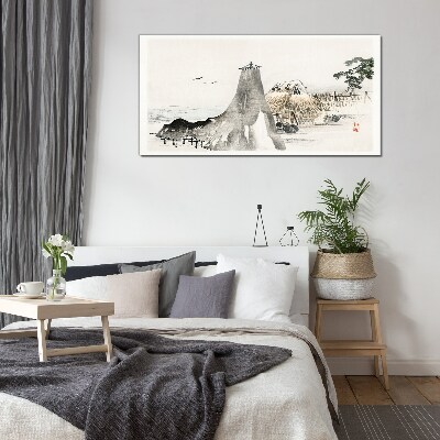 A peaceful seaside landscape Glass art print