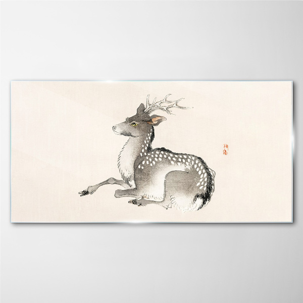 A calm deer in delicate shades Wall art on glass
