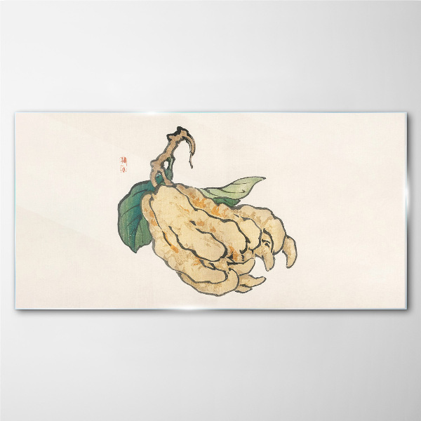 Lemon tree on white background Glass art print
