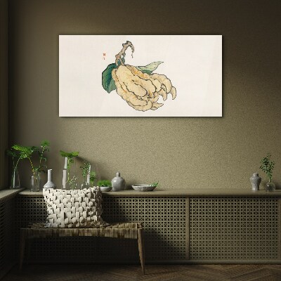 Lemon tree on white background Glass art print
